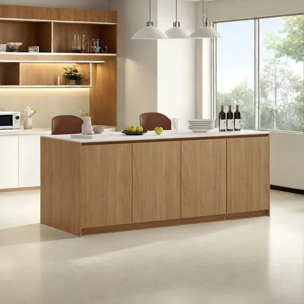 Artistic Soul XKX Premium Furniture Kitchen Island with Marble Top